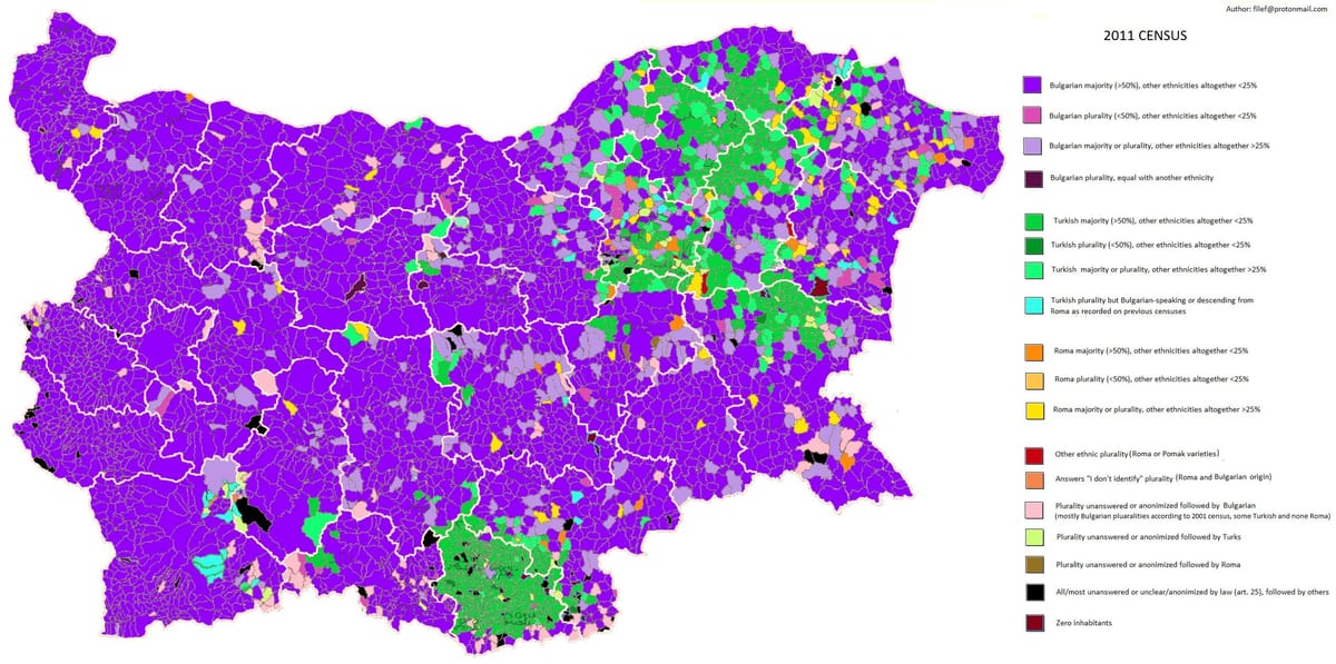 karte Bulgārija etniskās