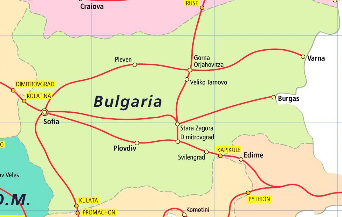 Bulgārija vilcienu karte