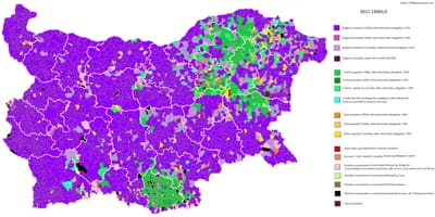 Karte Bulgārija etniskās