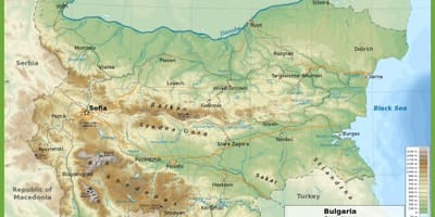 Bulgārija topogrāfisko karšu